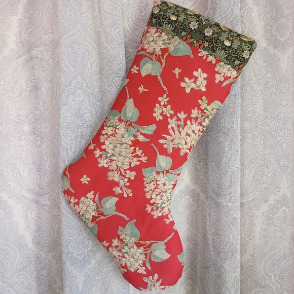 Liberty of London Art Fabric Christmas Stocking Strawberry Thief - Picture 1 of 11